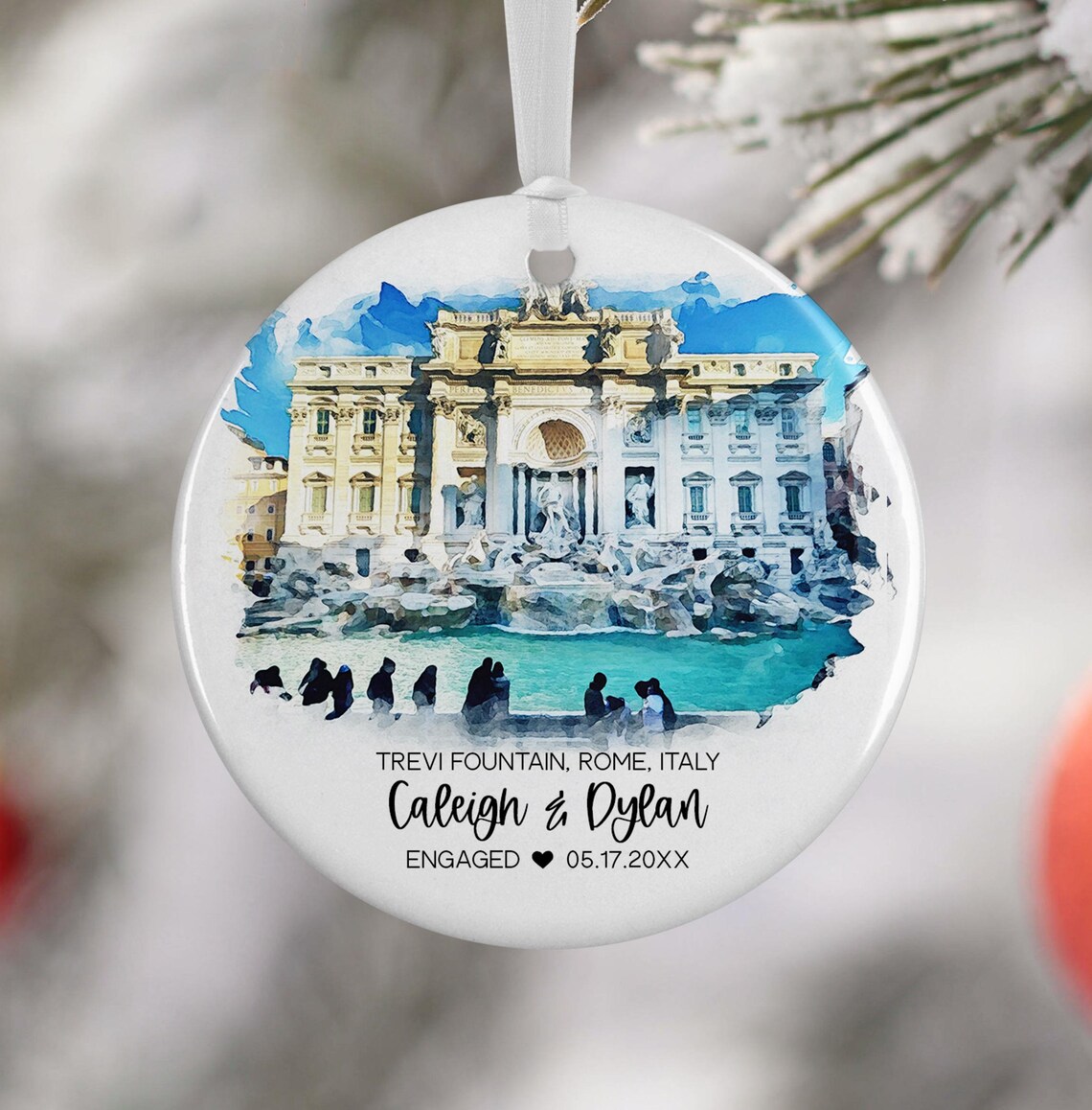 Trevi Fountain Rome Travel Poster, Engagement Gift