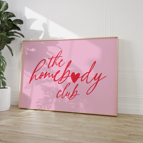 Homebody Club Minimalist Heart Art Print, Preppy