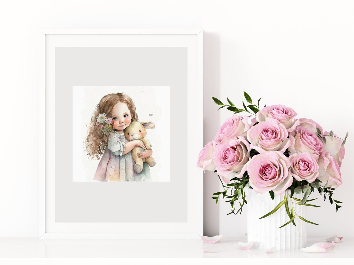 Bunny Nursery Art Easter Bunny Painting Girls Room Bunny Art Baby Girl Nursery Girl Baby Shower Gift Sweet Girl Art Rabbit Art Print - Image 4