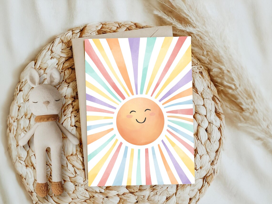Happy Sun Watercolour Poster, Nursery Room Decor - Image 4