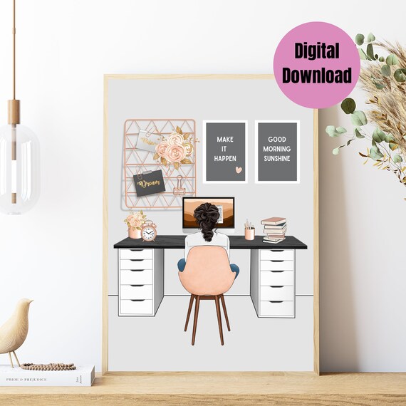 Make It Happen Good Morning Sunshine Girl Boss Office Desk Print