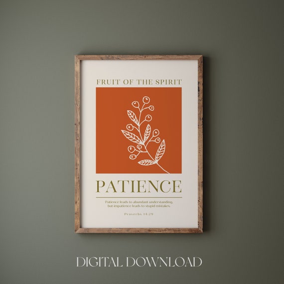 Fruit Of The Spirit Wall Art Print Galatians 522 Christian Wall Art Scripture Wall Art Patience Bible Verse Print