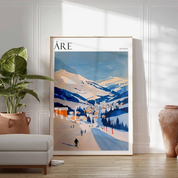 Are Sweden Ski Resort Chairlift Mountains Winter Sports Poster