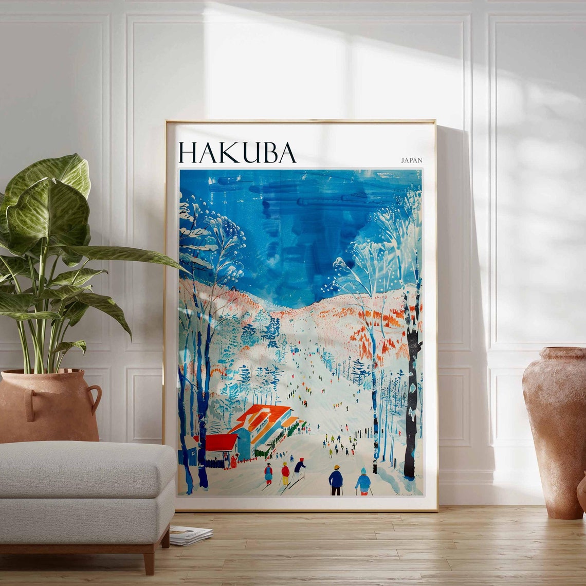 Hakuba Japan Bright Blue Sky Colorful Slope Ski Scene Poster