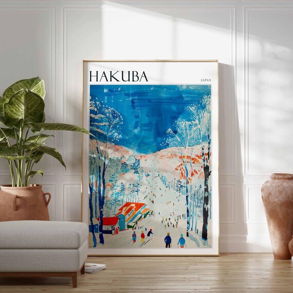 Hakuba Japan Bright Blue Sky Colorful Slope Ski Scene Poster