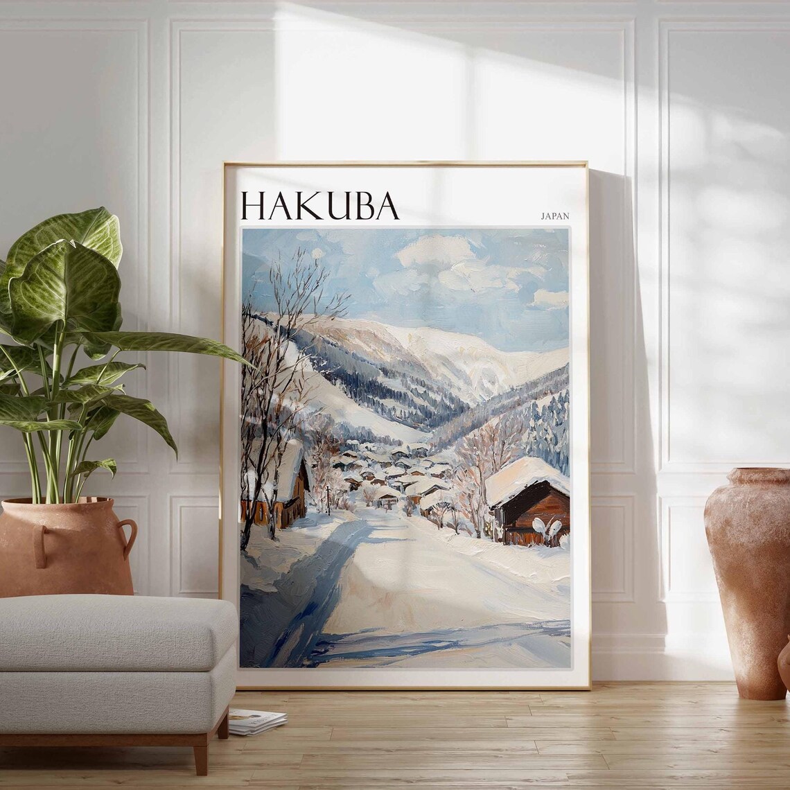 Hakuba Japan Peaceful Snow Village Valley Winter Scene Poster