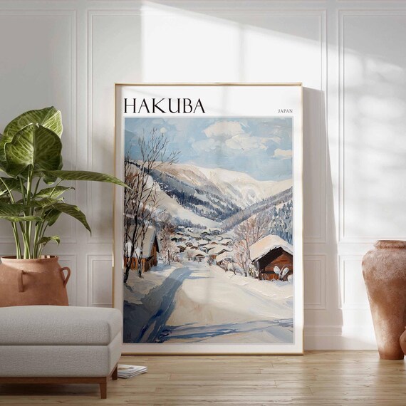 Hakuba Japan Peaceful Snow Village Valley Winter Scene Poster