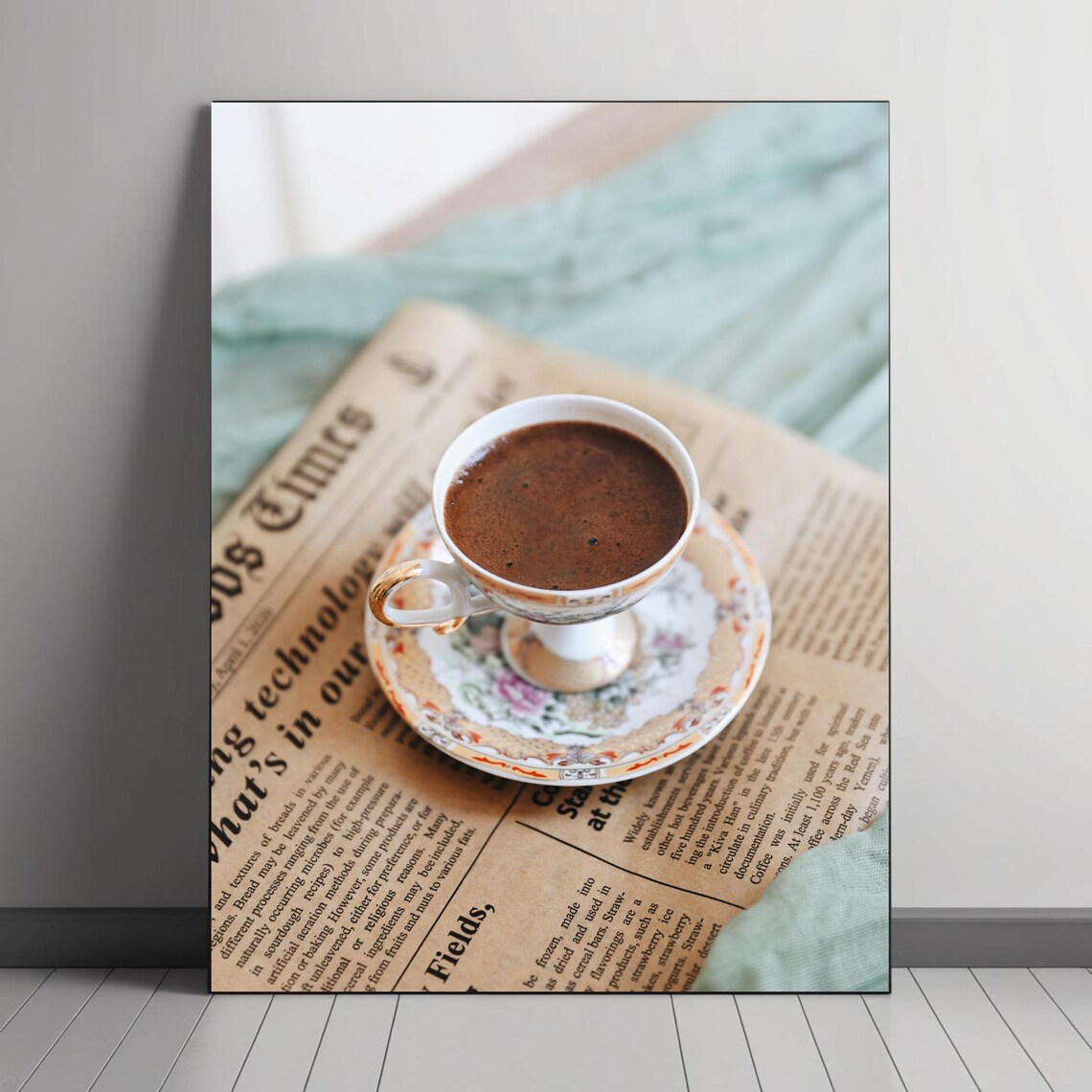 Vintage Inspired Coffee Cup Art Print, Floral China