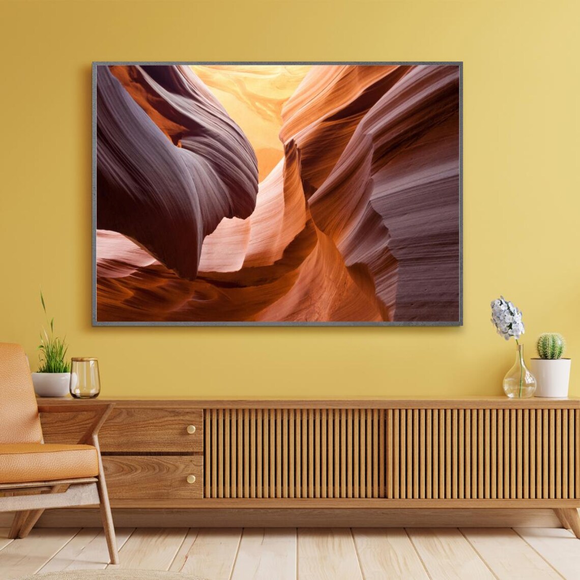 Sunlit Canyon Desert Landscape Photography Print