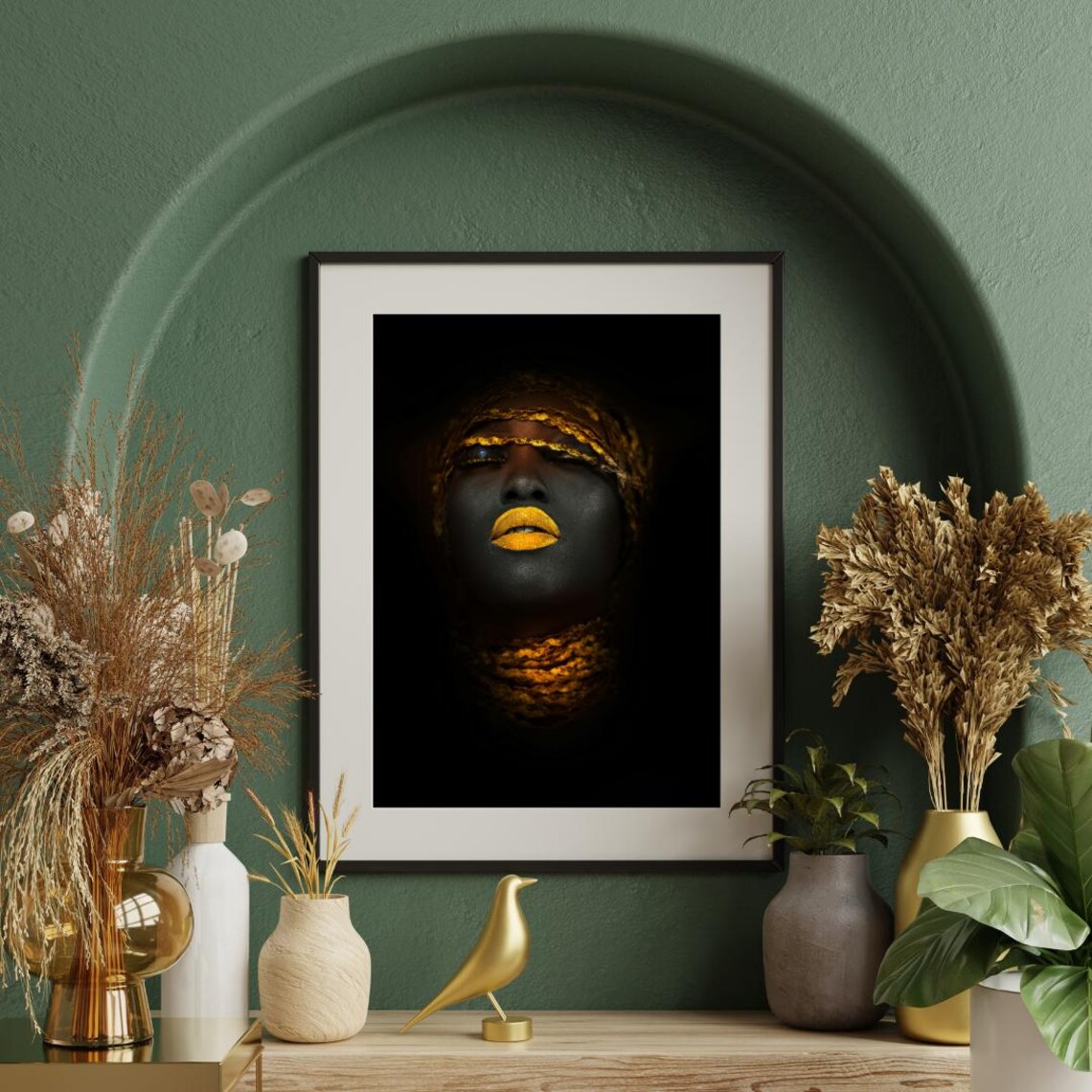 Golden Silence - Abstract Black And Gold Portrait - Image 3