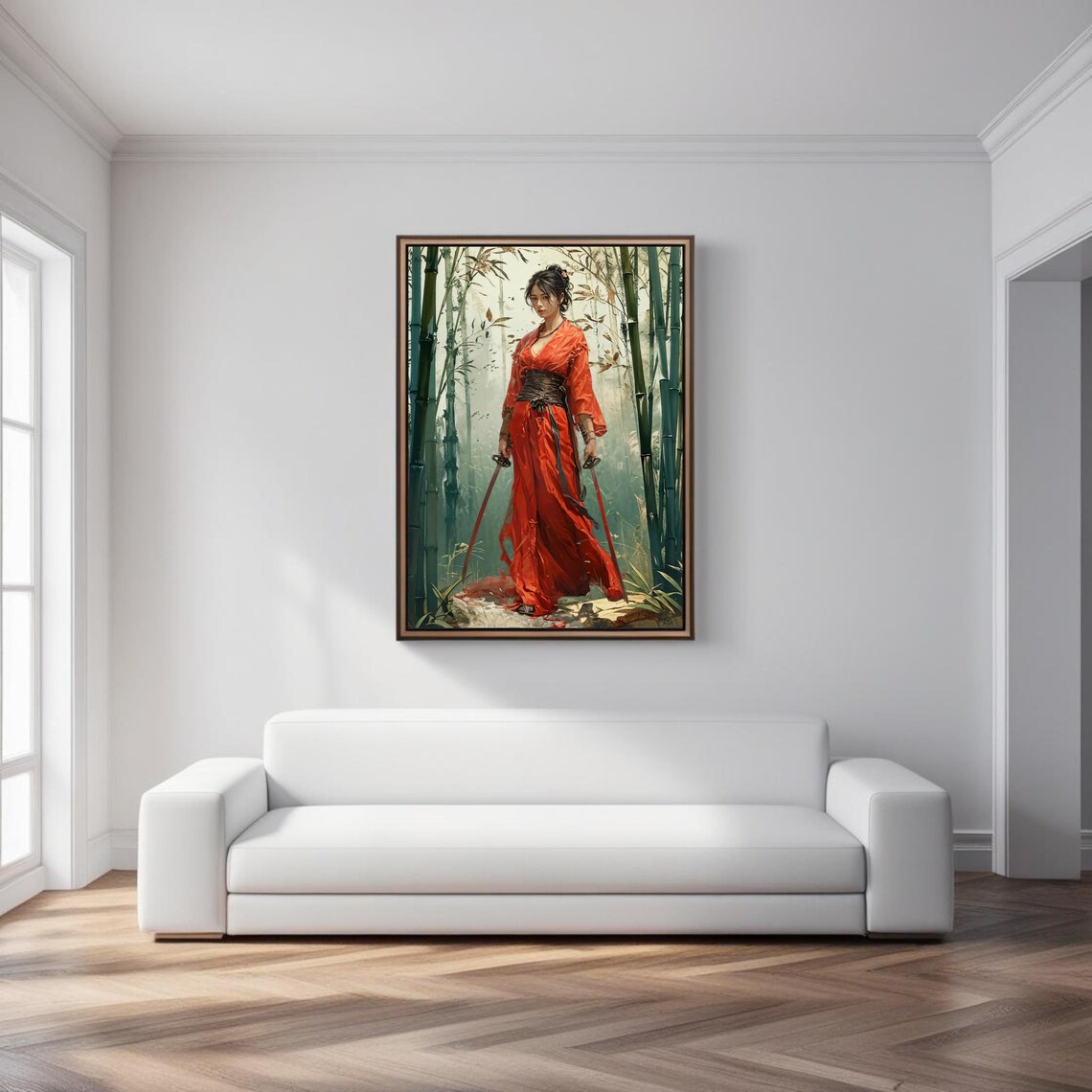 Samurai Warrior Woman In Red Kimono, Japanese Style - Image 6