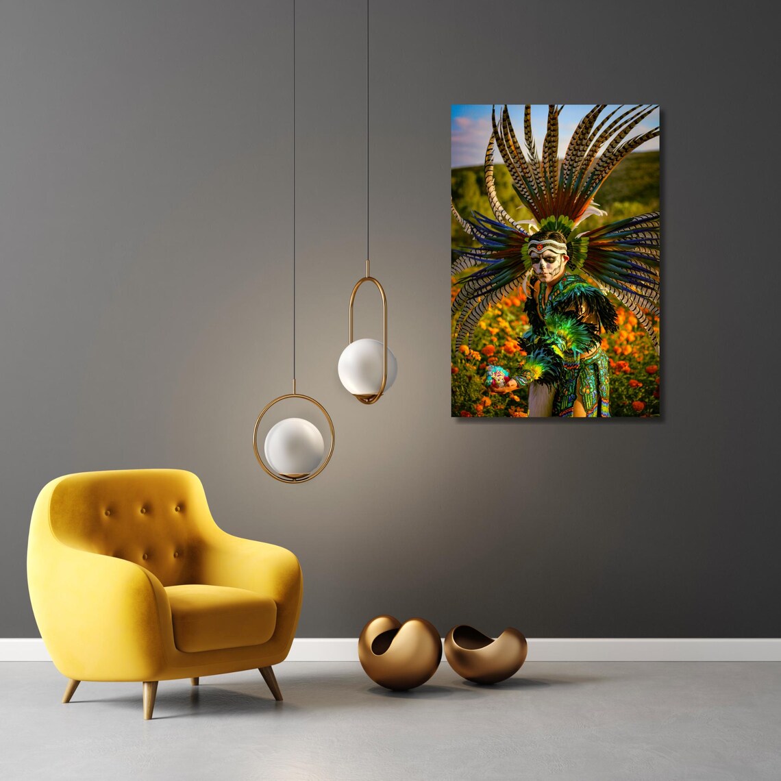 Aztec Warrior Art Print, Dia De Los Muertos Costume - Image 6