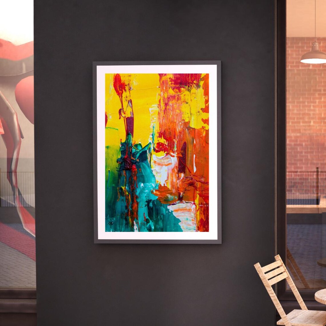 Abstract Acrylic Art, Striking Brushstroke Design - Image 4