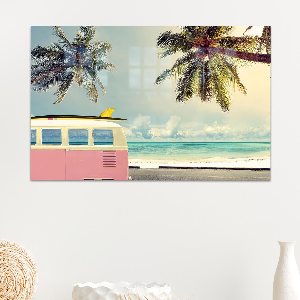 Tropical Wall Art Landscape Decor Glass Summer Decoration Custom For
