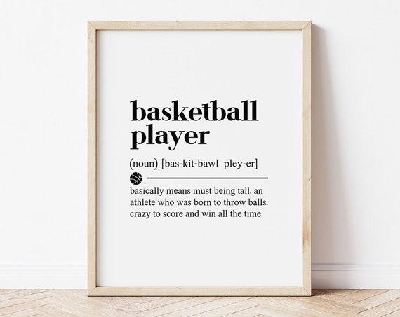 Basketball Wall Art Basketball Player Definition Basketball Wall Decor Basketball Gift Bedroom Wall Art Sports Prints