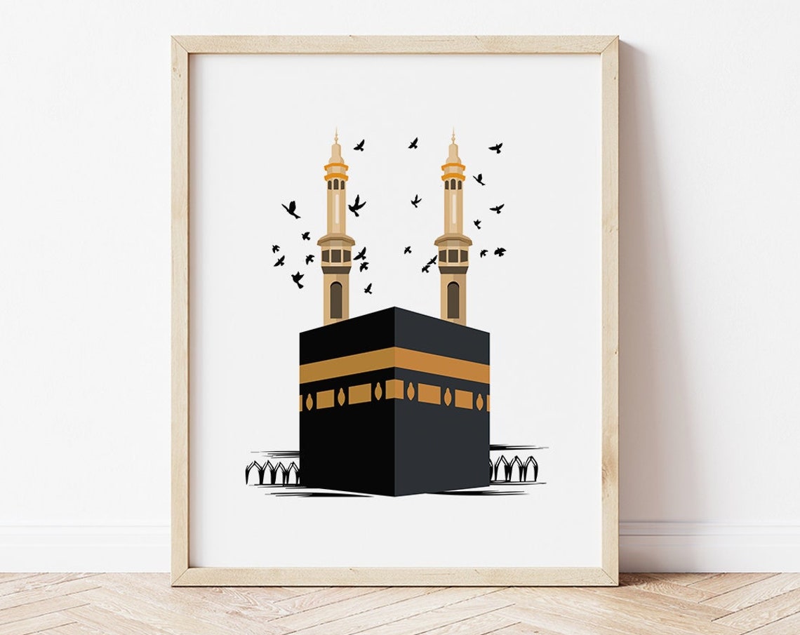 Kaaba Mecca Islamic Illustration Minimalist Muslim Wall Poster