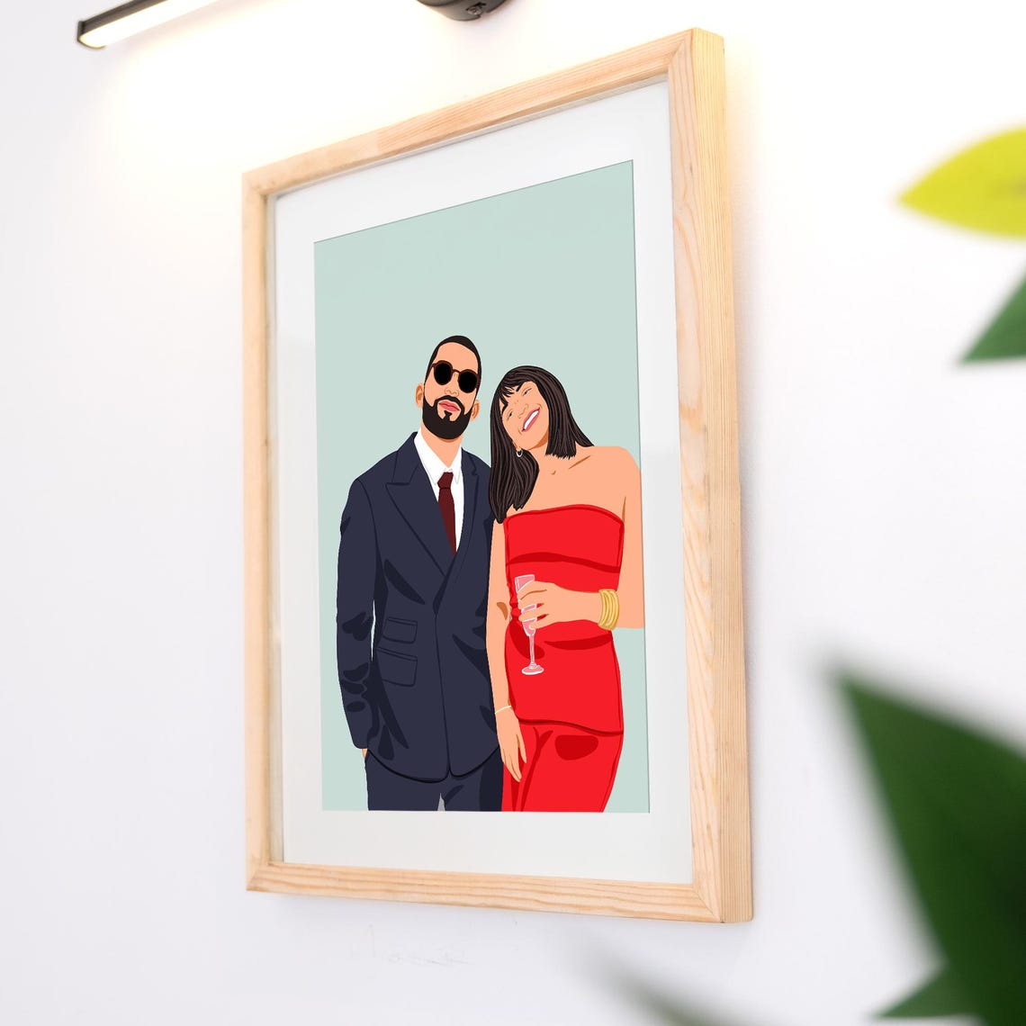Custom Couple with Two Dogs Merry Christmas Faceless Portrait Poster - Image 3