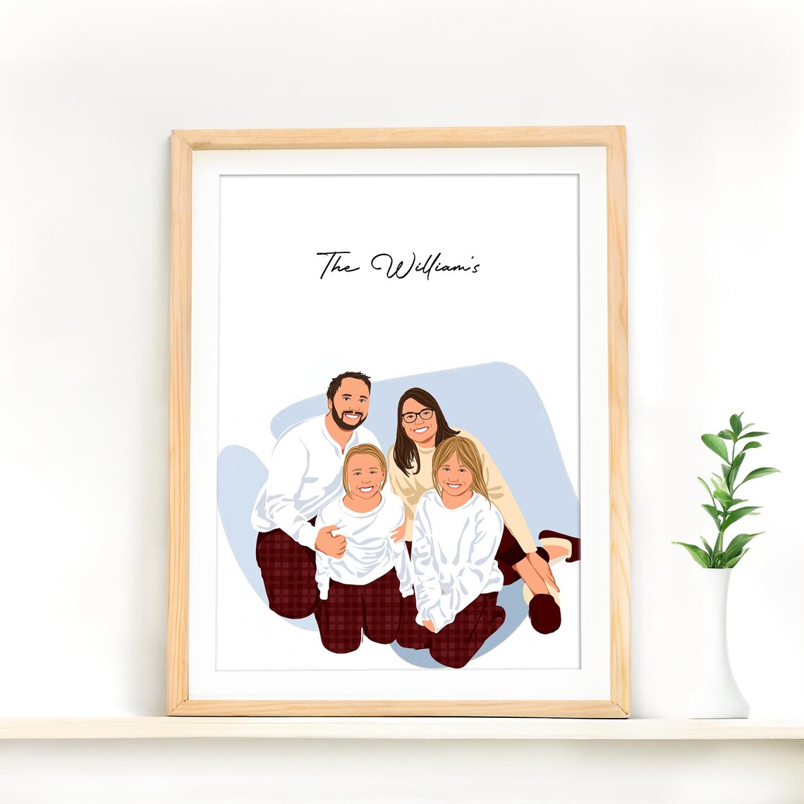 Whole Family Portrait Custom Wall Art, Christmas Gift - Image 3