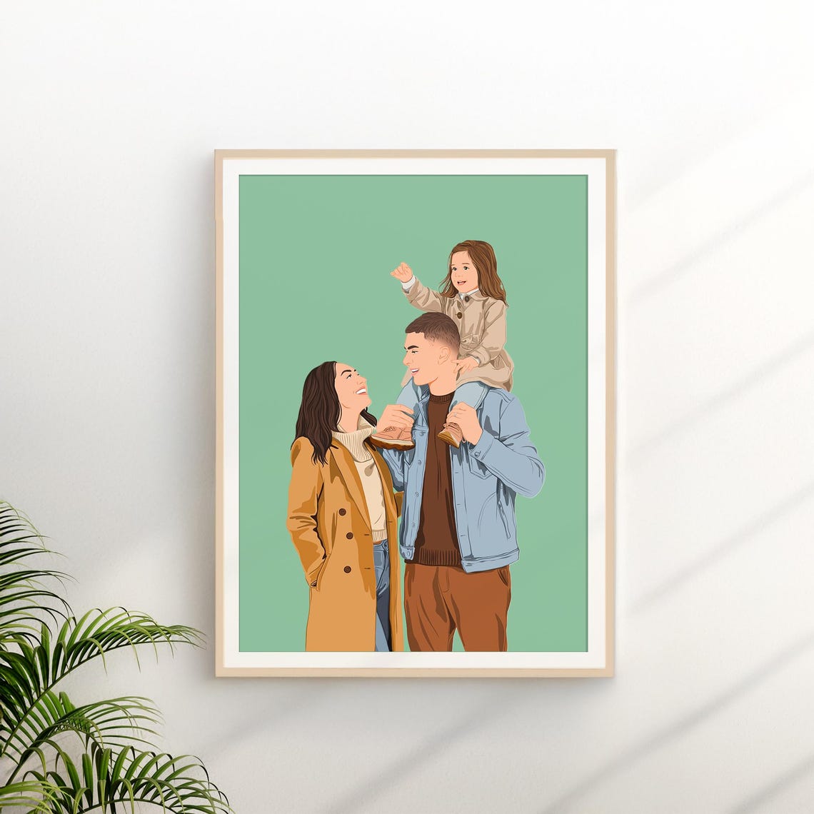 Custom Family of Three Faceless Portrait with Year Text Poster - Image 3