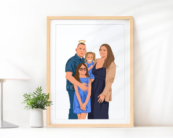 Personalized Memorial Family Portrait, Faceless Art