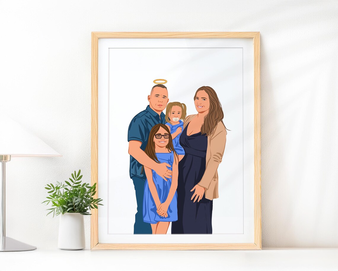 Personalized Memorial Family Portrait, Faceless Art