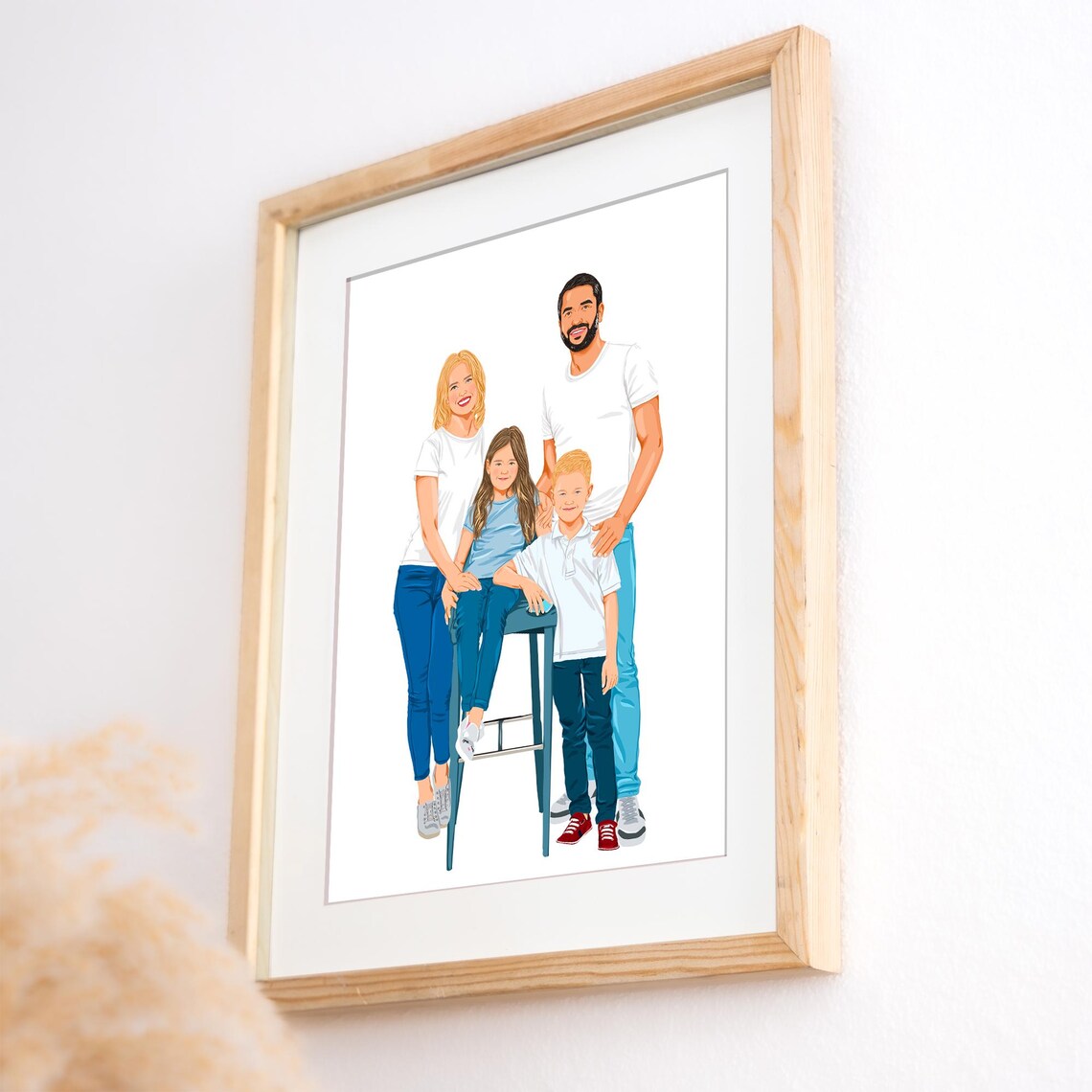 Custom Family Portrait Christmas Memorial Art Print - Image 2