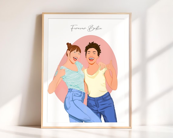 Personalized Portrait Illustration, 21st Birthday Art Print