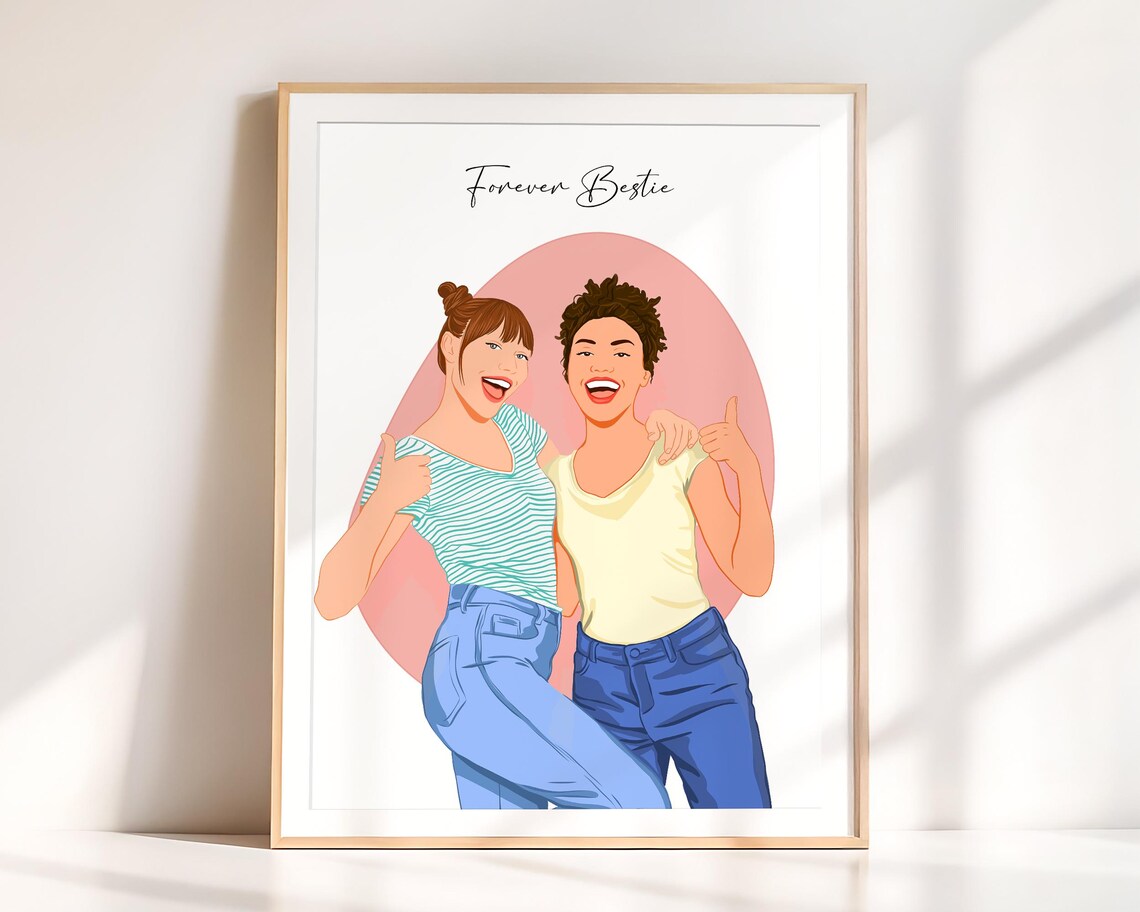 Personalized Portrait Illustration, 21st Birthday Art Print