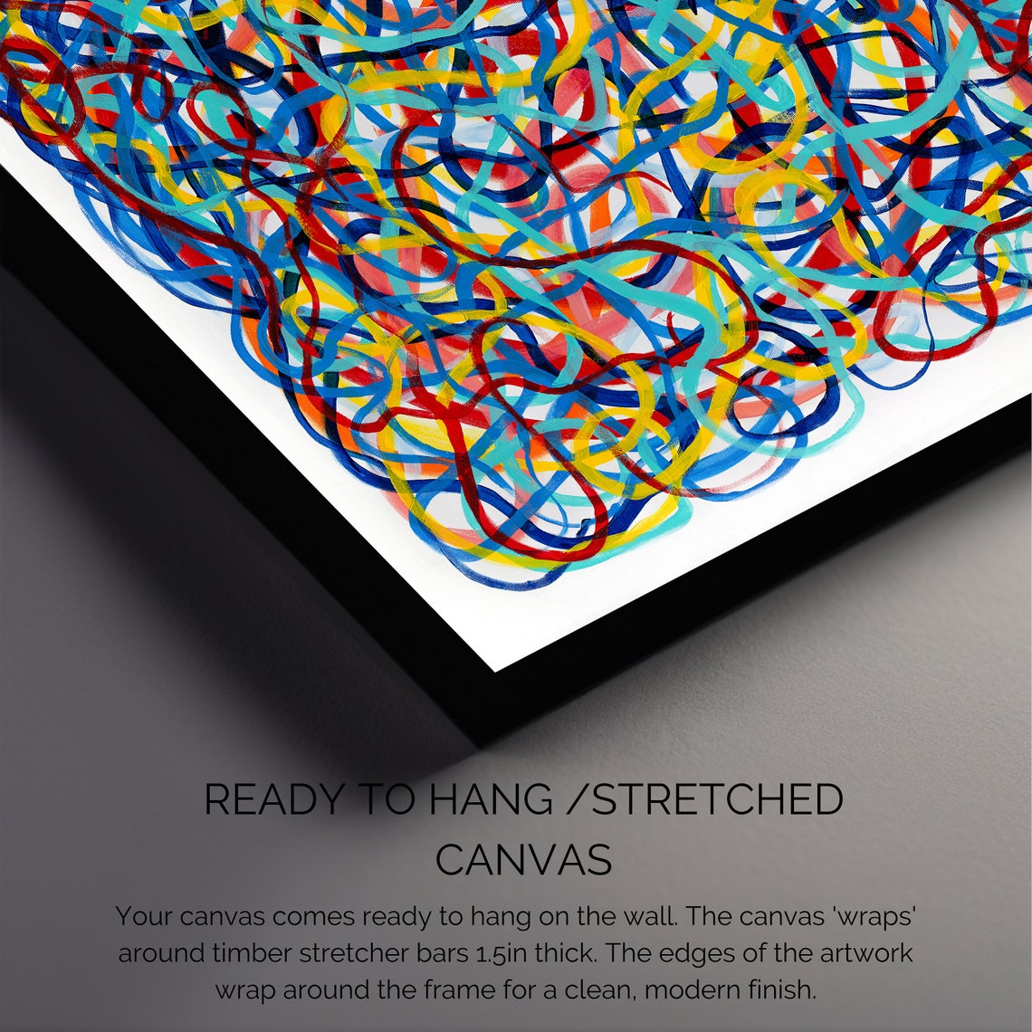 Tangled Colorful Looping Lines Lively Scribble Abstract Art Poster - Image 4