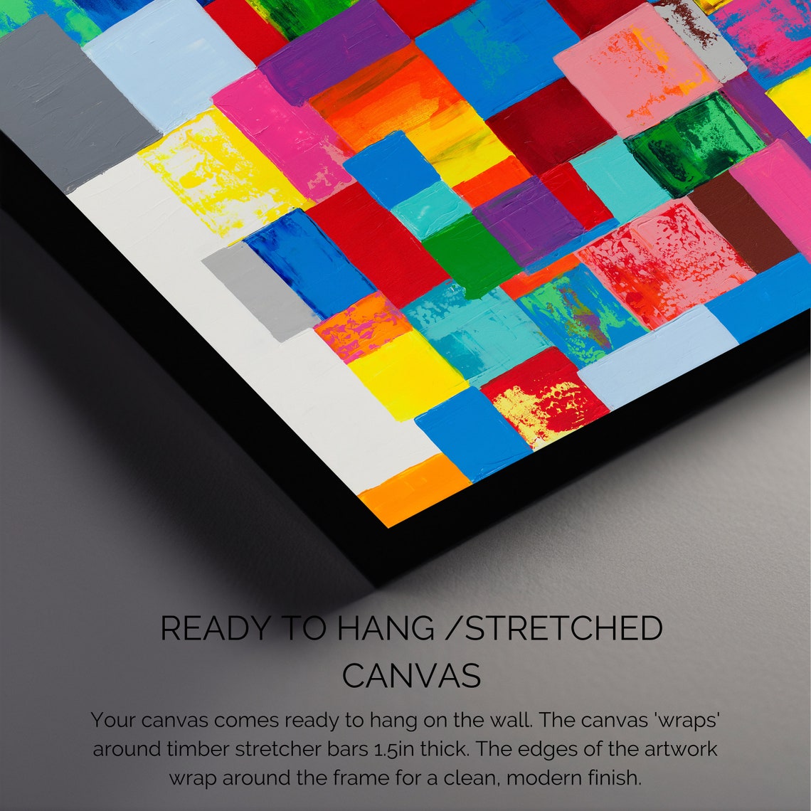 Colorful Mosaic Squares Joyful Geometric Modern Abstract Wall Art - Image 3