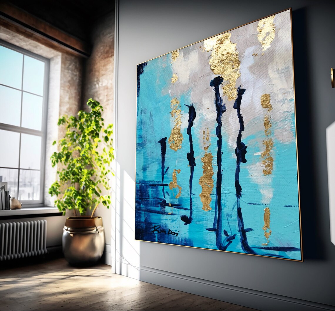 Blue Abstract Art, Oversized Abstract Wall Art Print