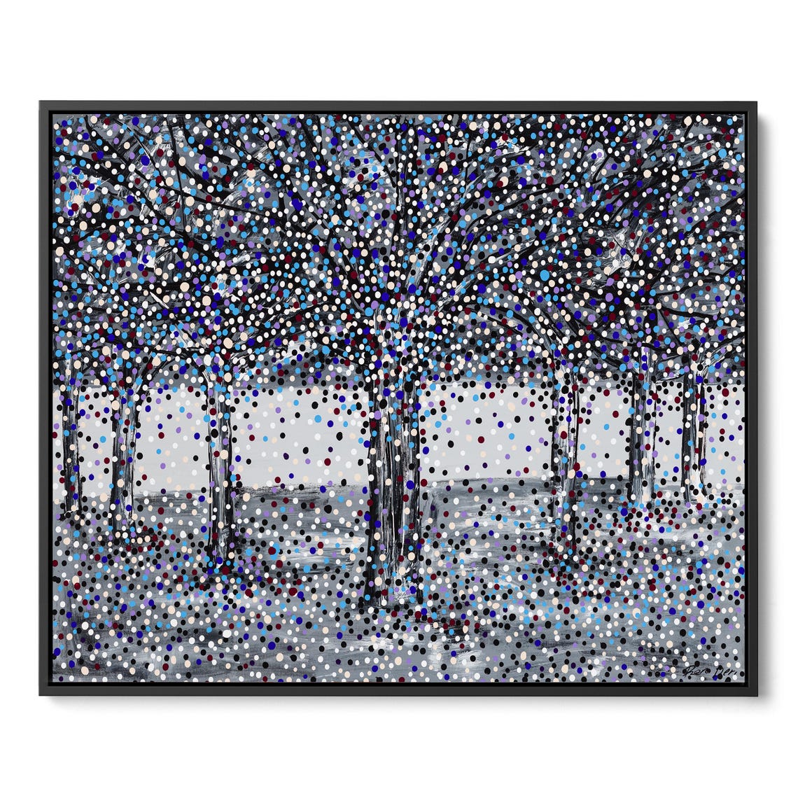 Dotted Autumn Forest Trees Wide Modern Abstract Landscape Poster - Image 5