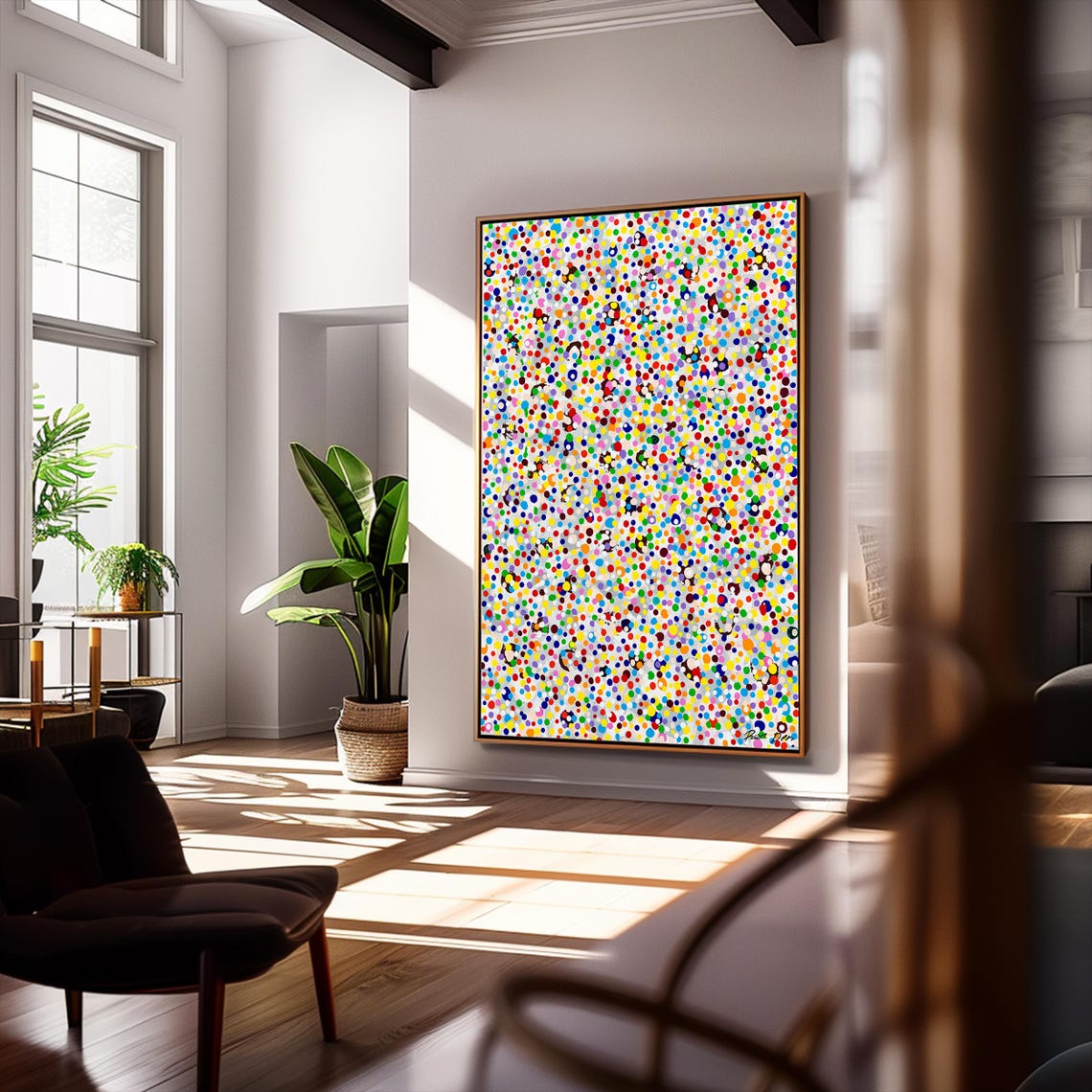 Vertical Rainbow Dot Field Poster Playful Colorful Polka Dots - Image 3