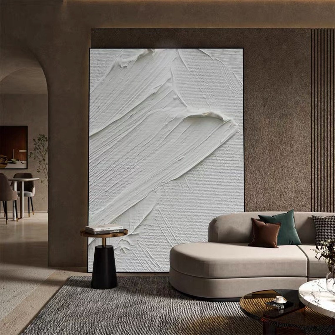 Plain White Hand Painted Minimalist Abstract Art Large Thick Textured Painting Original Modern Acrylic On Minimal Style Artwork - Image 3