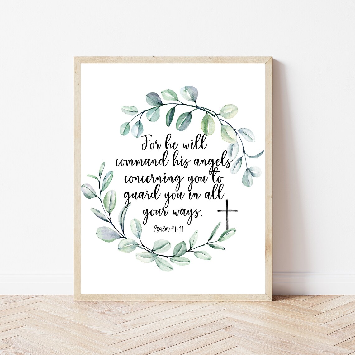 Psalm 91:11 Bible Verse Angels Christian Art Print