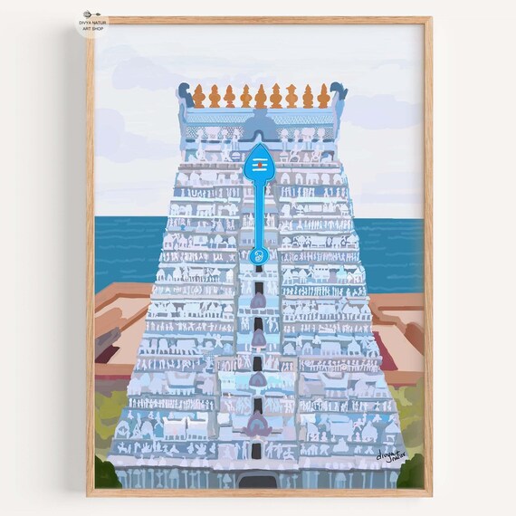 Thiruchendur Murugan Temple Travel Poster, Tamil Nadu