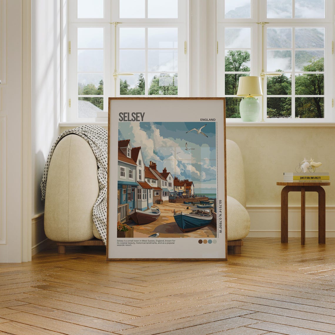 Selsey England Seaside Street With Beached Boats Coastal Poster - Image 4