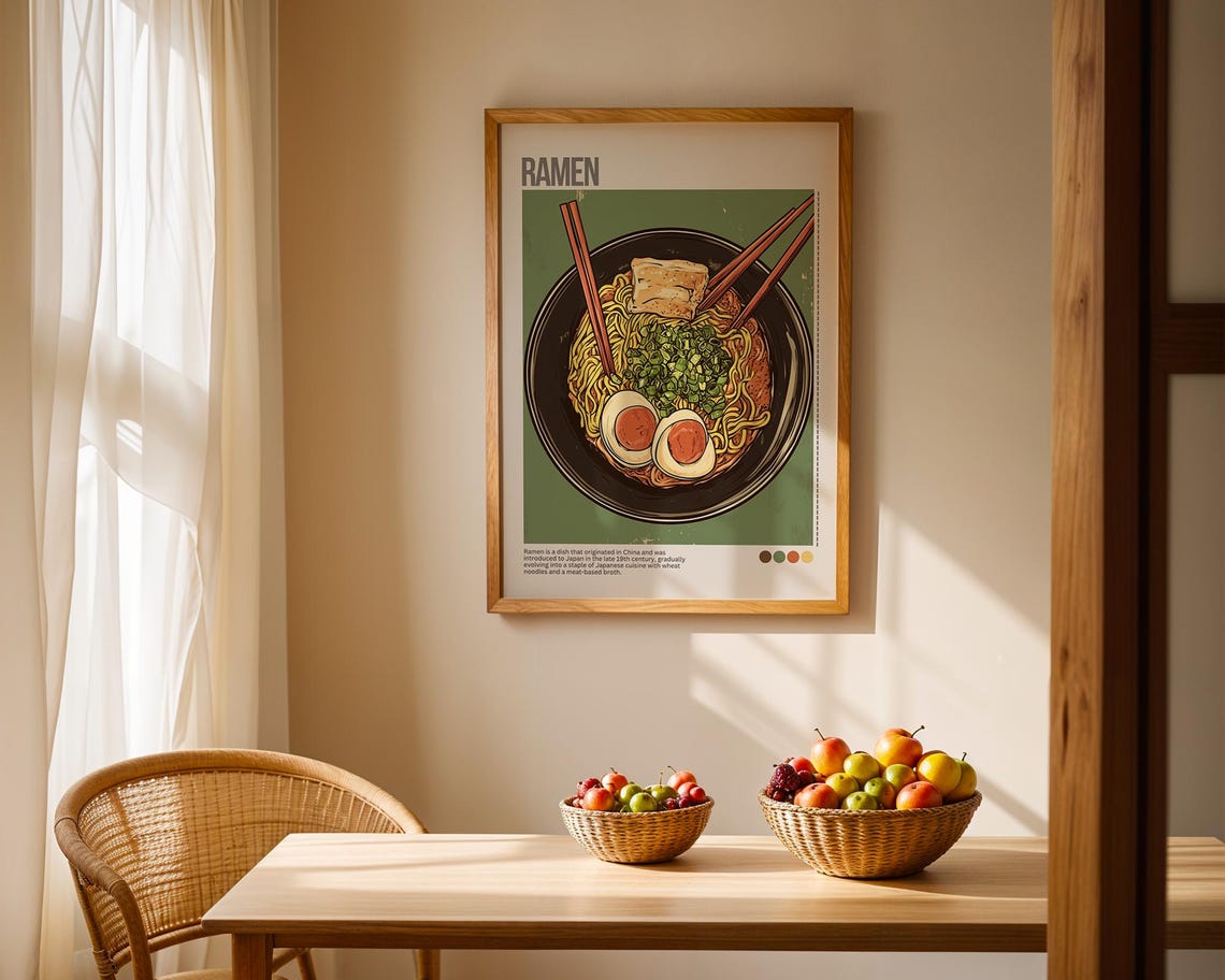 Ramen Noodle Bowl Soft Eggs Green Onions Japanese Food Poster - Image 3
