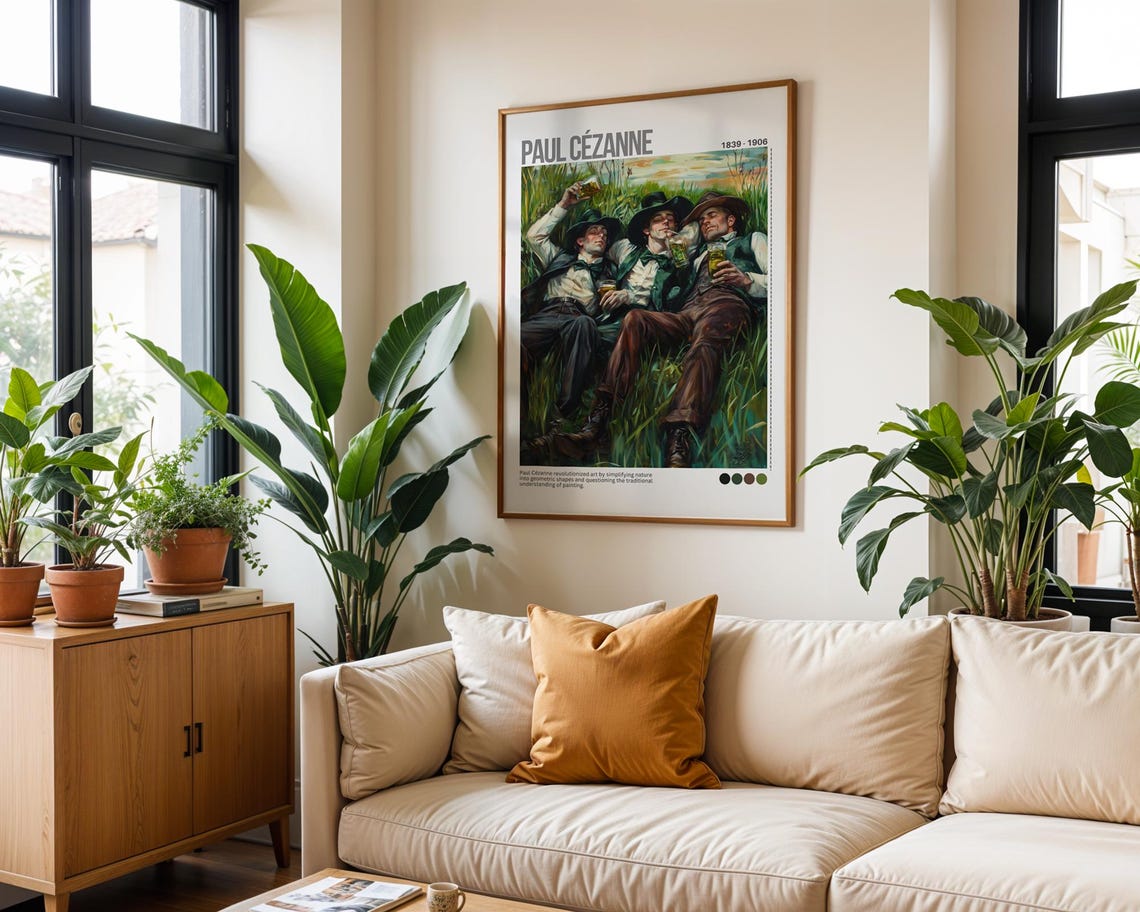 Paul Cezanne Friends Drinking Meadow Classic Painting Poster - Image 3