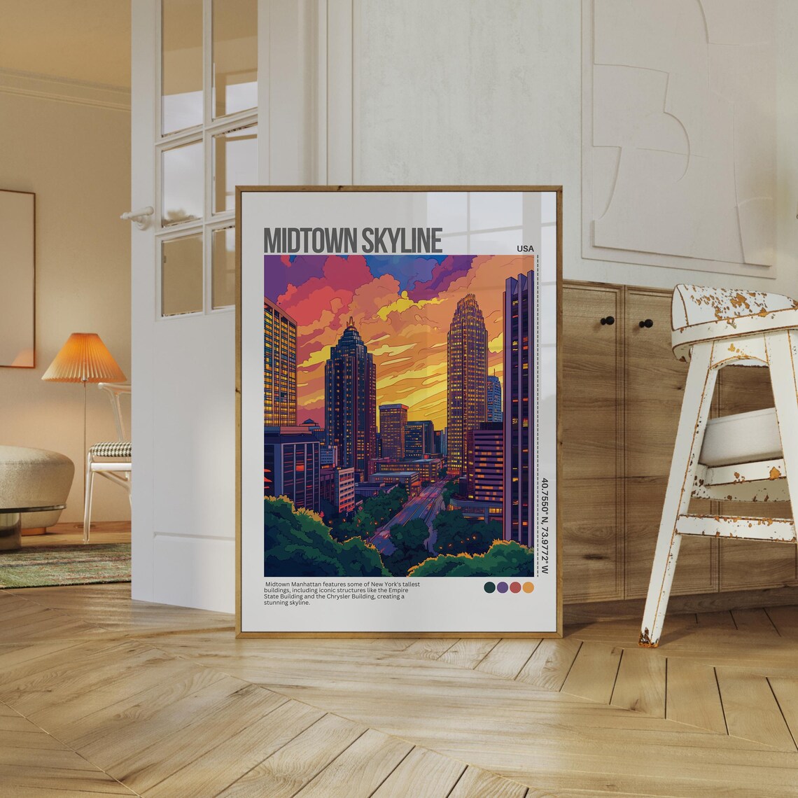 Midtown Manhattan Skyline Sunset New York City Travel Poster - Image 4