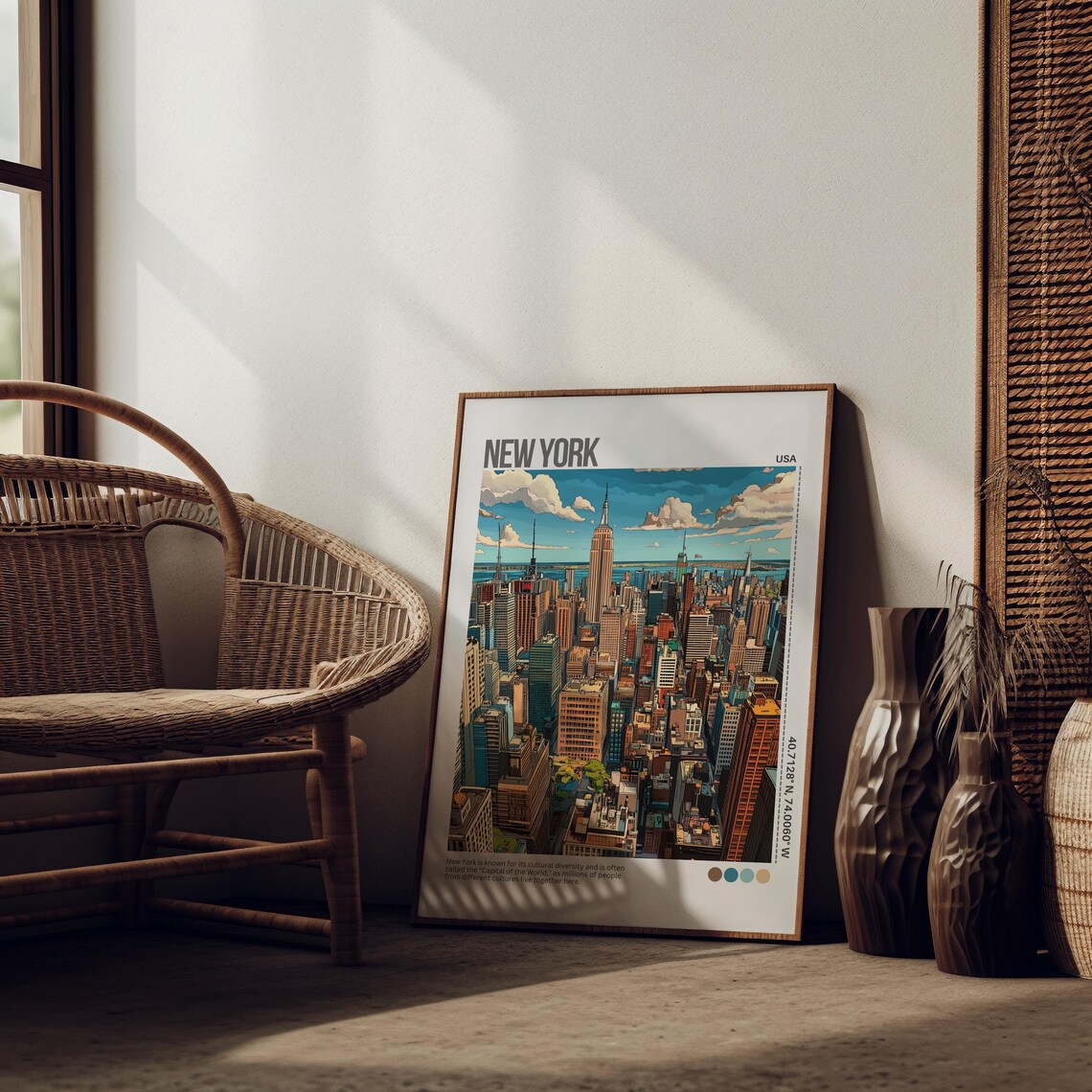 New York City Manhattan Skyline Empire State Building Travel Poster - Image 4
