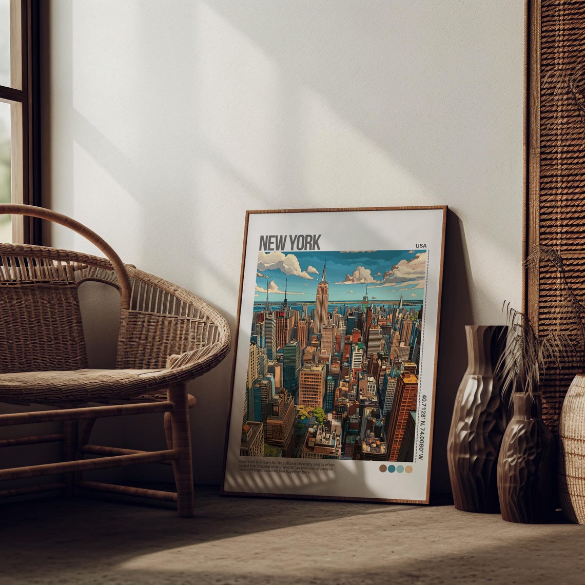 New York Poster Nyc Print Manhattan Wall Art Ny Skyline Art Retro New York Travel Poster New York City Unframed Poster Travel Art - Image 4