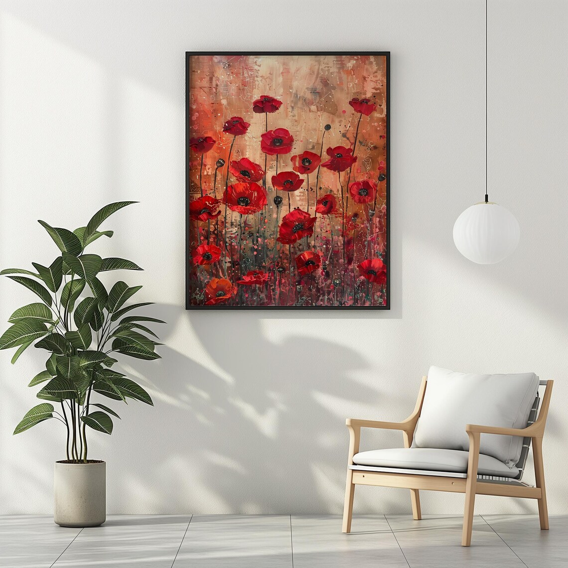 Poppy Flowers Oil Painting Poster, Vintage Boho Floral - Image 2