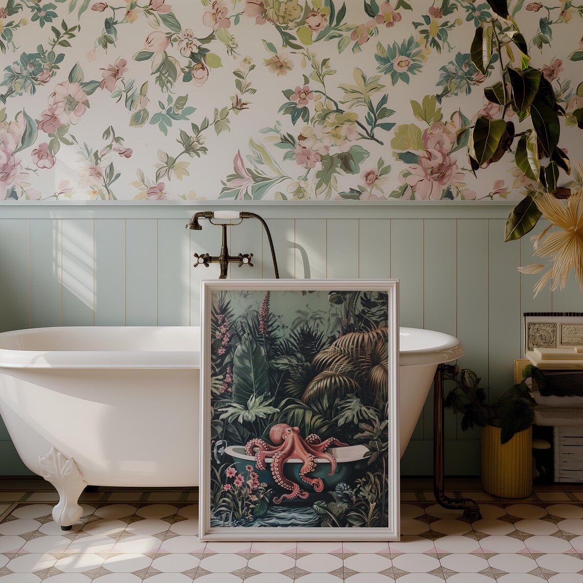 Octopus Bathroom Poster, Funny Bathroom Wall Decor - Image 2
