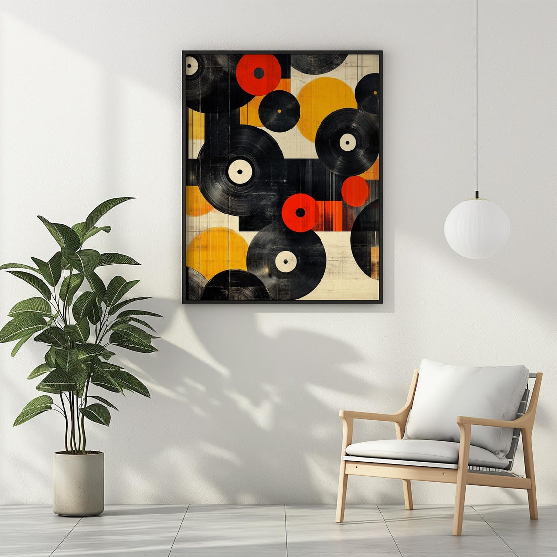 Abstract Vinyl Records Retro Mid Century Modern Music Decor Poster - Image 3