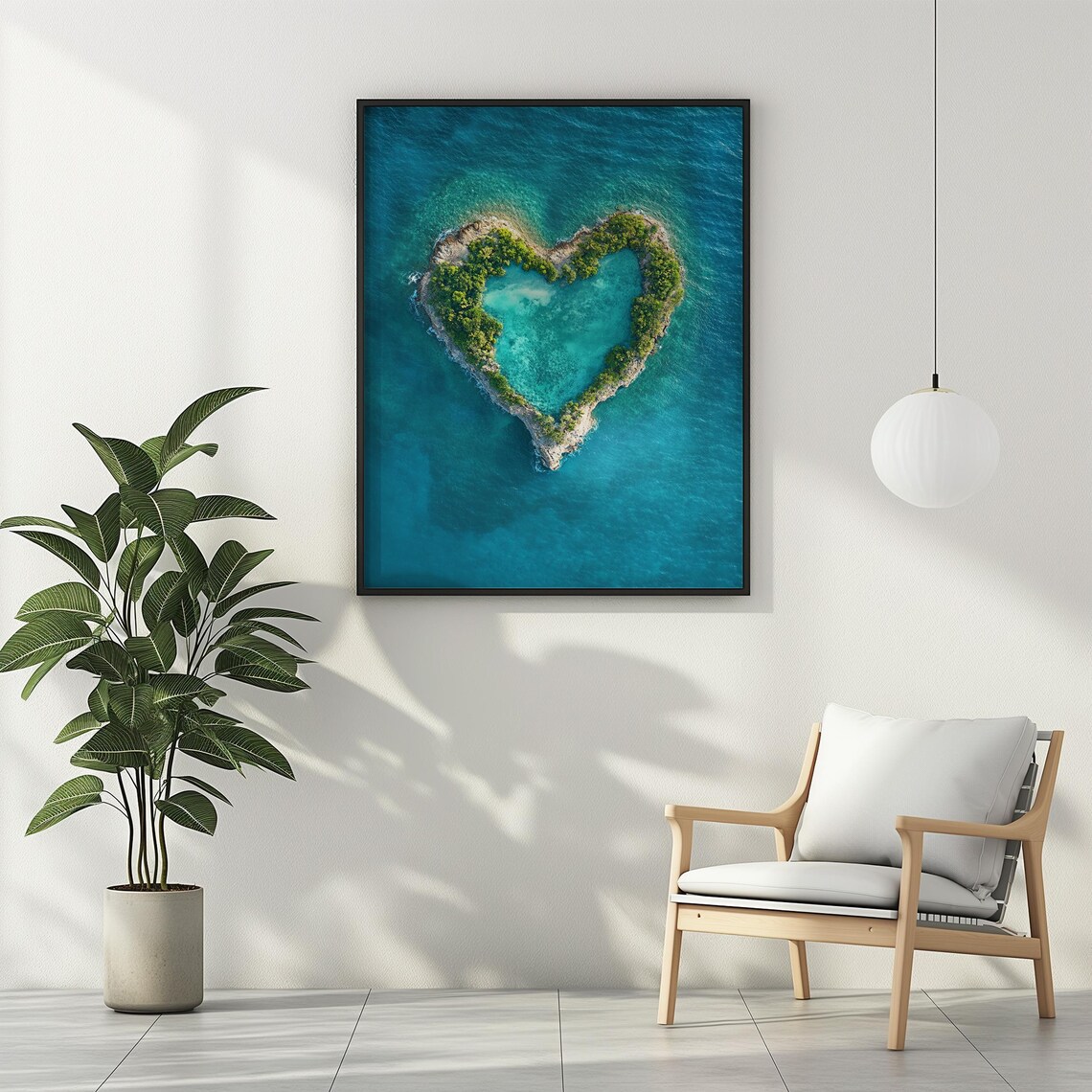 Heart Island Lagoon Aerial View Tropical Turquoise Water Poster - Image 3