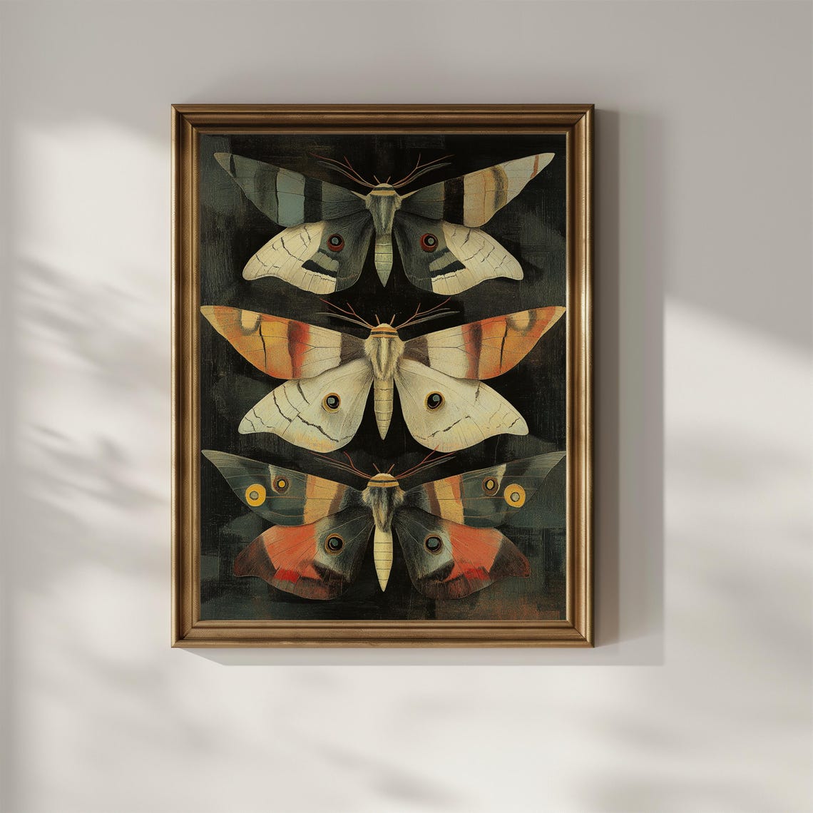 Vintage Three Moth Entomology Specimen Dark Academia Gothic Poster - Image 2