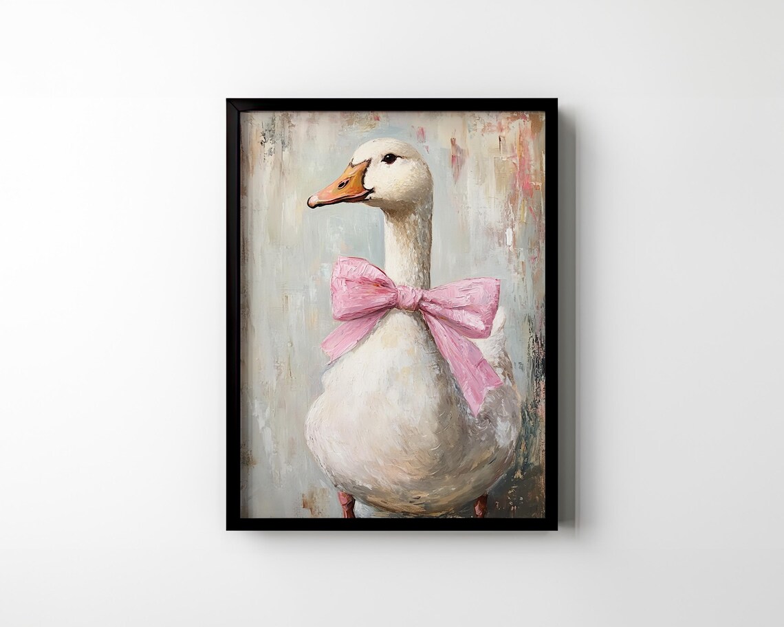 Silly Coquette Goose, Vintage Oil Painting Art Print - Image 2