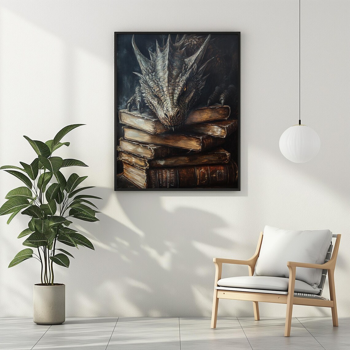 Book Dragon, Dark Academia Vintage Art Print - Image 2