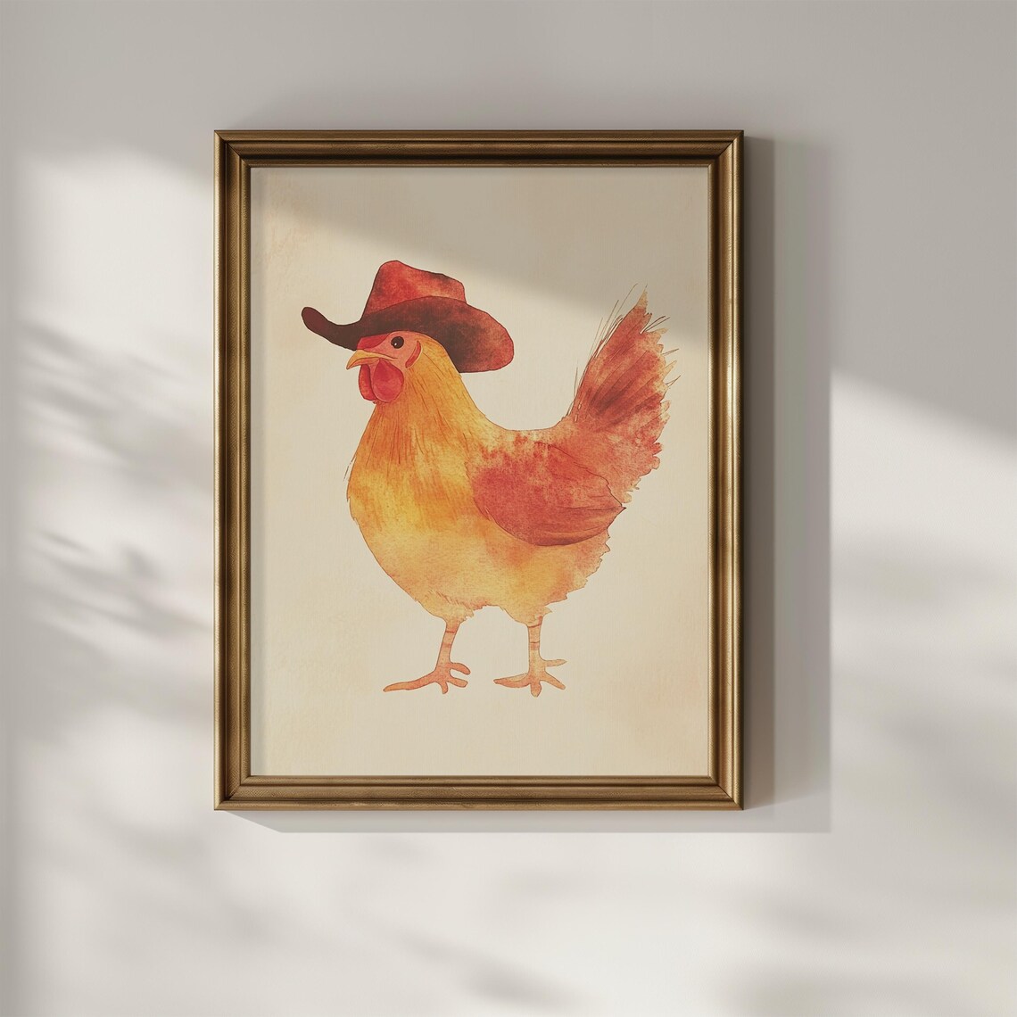 Chicken Wearing Cowboy Hat Art Print, Funny Farmhouse - Image 3